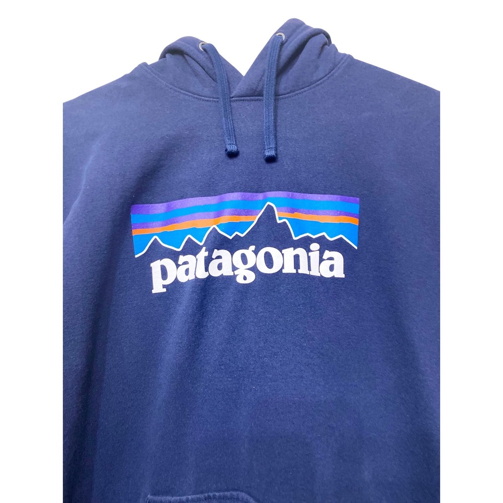 Patagonia Womens P-6 Logo Uprisal Hoody Navy Blue Recycled Pullover Hoodie Large - Picture 2 of 5